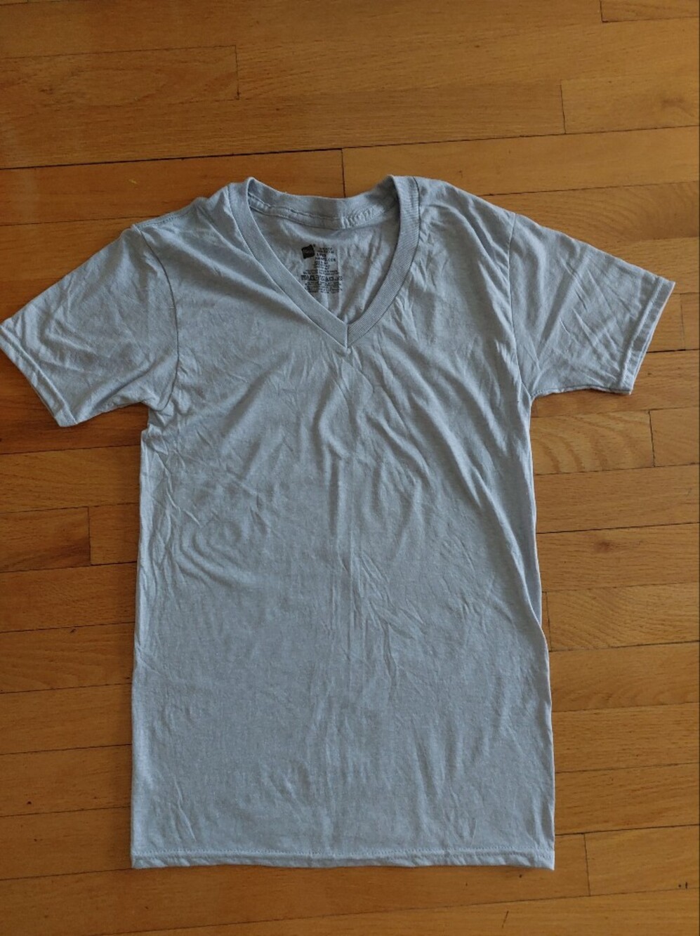 Hanes Light Gray Short Sleeve V‑Neck Tee